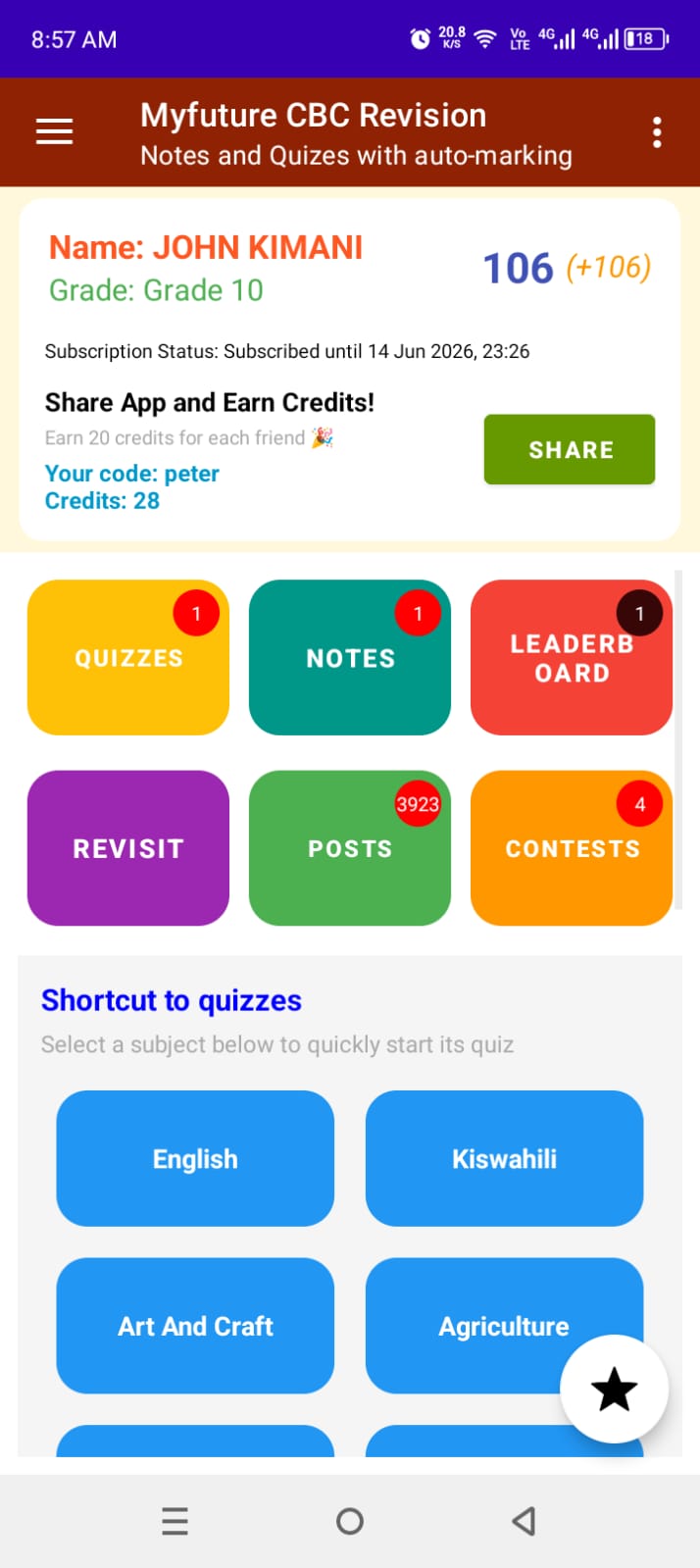 CBC revision app dashboard Kenya