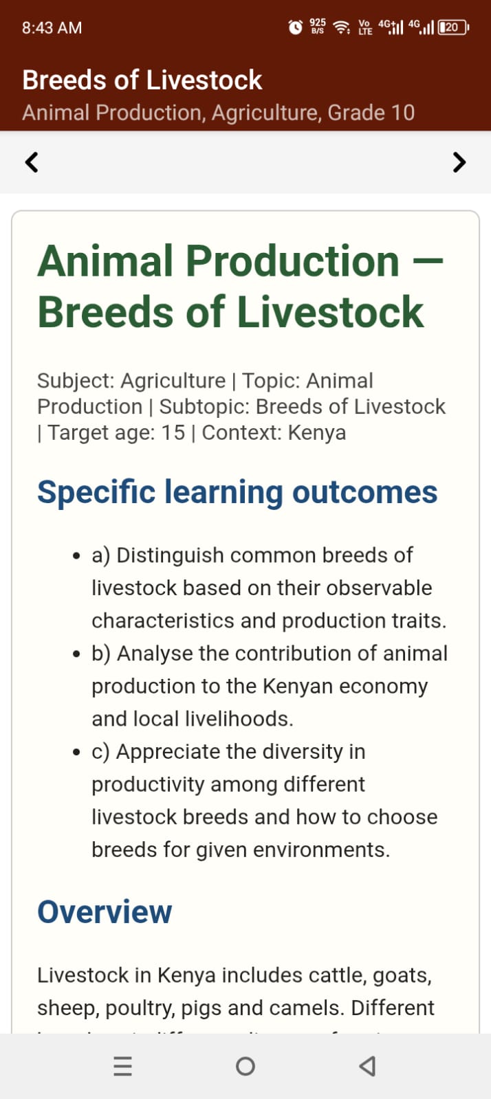 CBC notes reading page Kenya